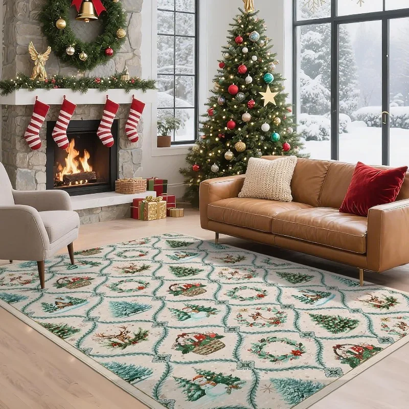 

Рождественский ковер для гостиной, большая площадь, рождественская елка с принтом, коврики для спальни, можно стирать в машине, нескользящие мягкие коврики для журнального столика Ковер