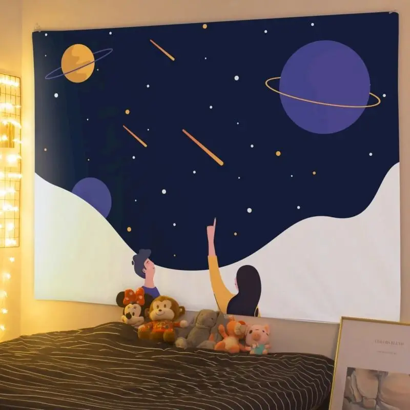 VIKAMA Star Camping Train Tapestry Wall Hanging, 6 Designs, Wall Decor for Bedroom Living Room Dorm