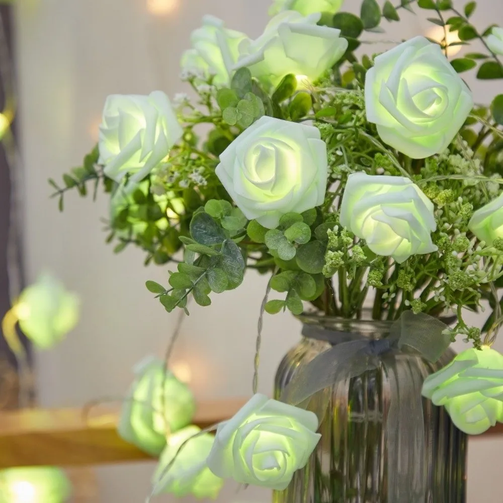 

Romantic LED Rose String Lights 1.5/3 M Flower Garland Simulated Flowers Lights Warm White 10/20 LED Atmosphere Lamp
