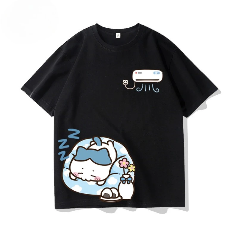 Chiikawa Niedliches Charakter-Fan-Merch T-Shirt Unisex O-Ausschnitt Locker Sitzend Lässig Sommer Kurzarm Jugend Harajuku Streetwear Alltags-Oberteil – Detail 4