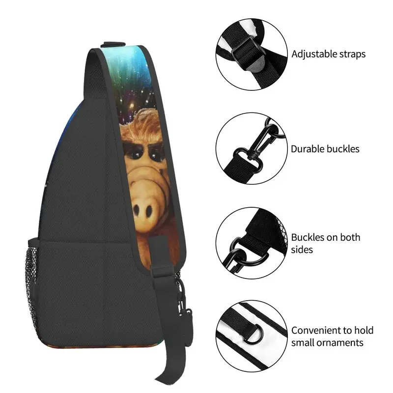 Alien Life Form In Galaxy Sling Chest Bag, mochila de hombro cruzada ALF personalizada para hombres, ciclismo, Camping, Daypack