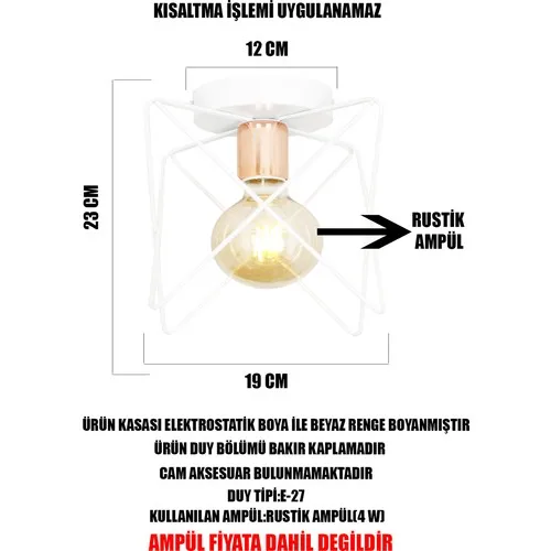 Taşcan Lighting Star Crooked Single White Copper Plafonier Chandelier