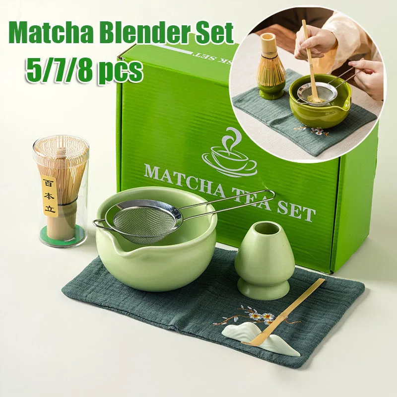 5pcs 8Pcs Handmade Home Easy Clean Matcha Tea Set Tool Stand Kit Bowl Whisk Scoop Gift Ceremony Traditional Japanese Accessories