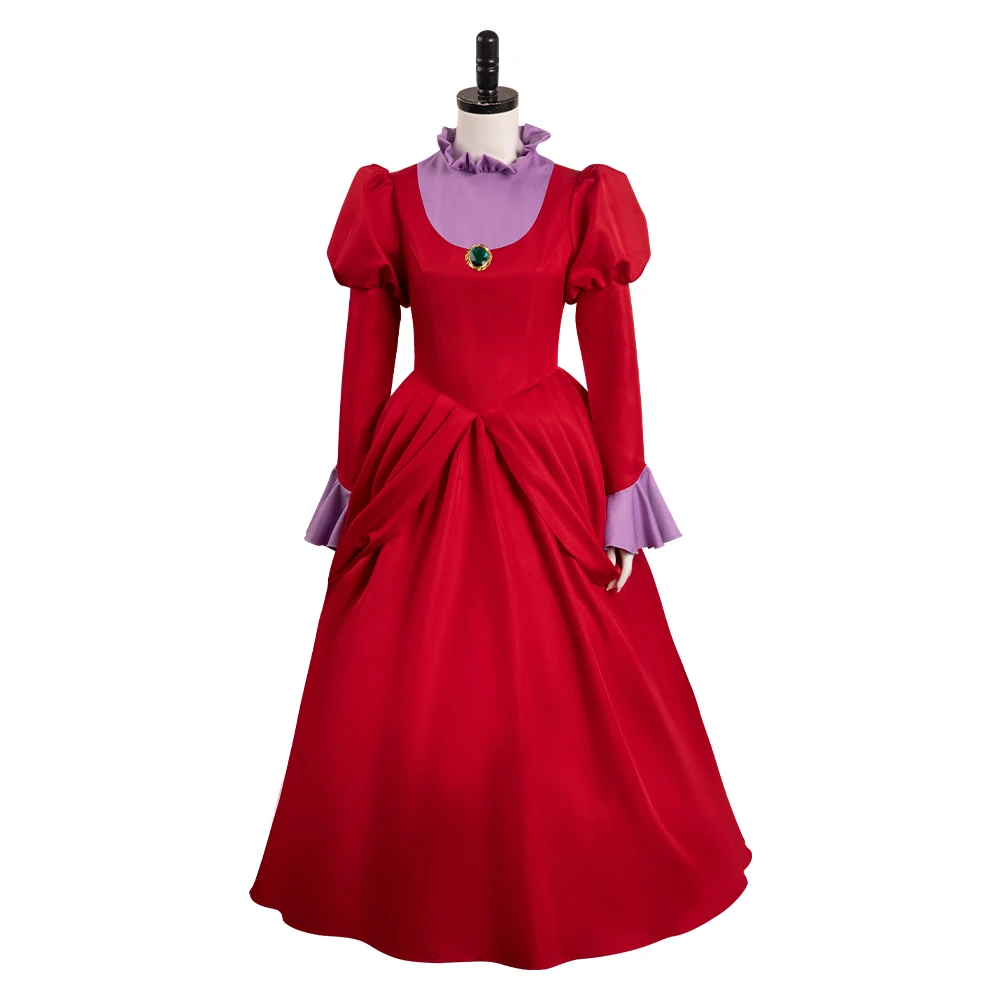 Disfraz de Cosplay de madrastra para mujer adulta, traje de fiesta de Carnaval de Halloween, vestido rojo