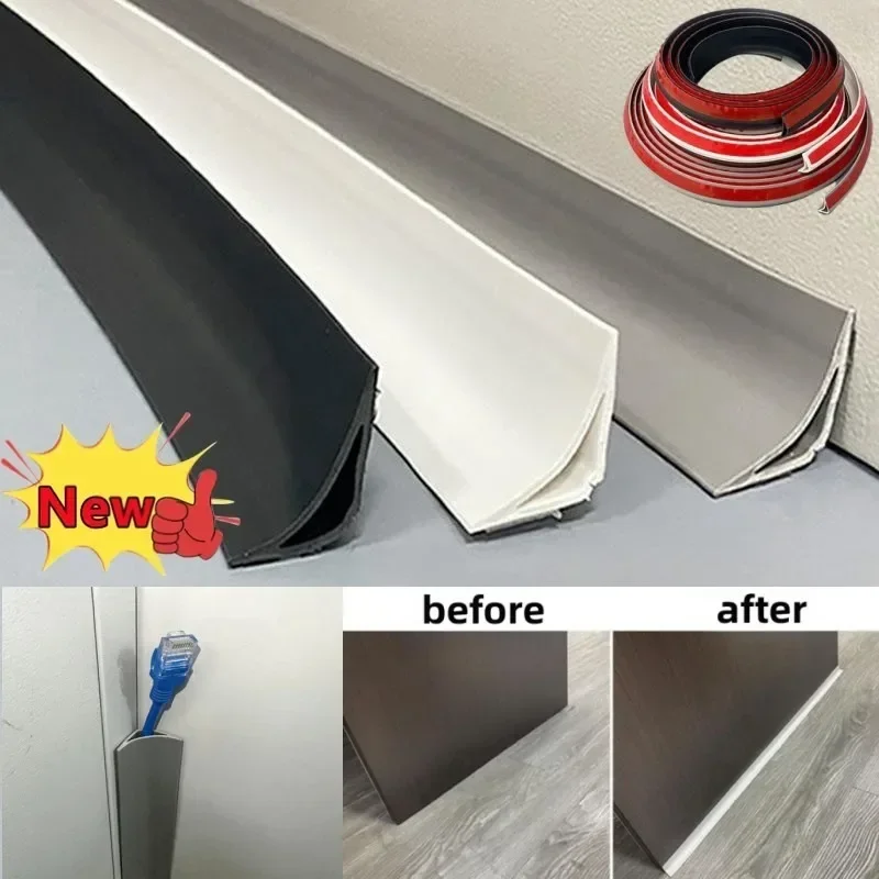 PVC Self-Adhesive Wall Inner Corner Trim Wall Interior Gap Decor Strip Home Trim Line Ceiling Baseboard Molding Line Wire Tube