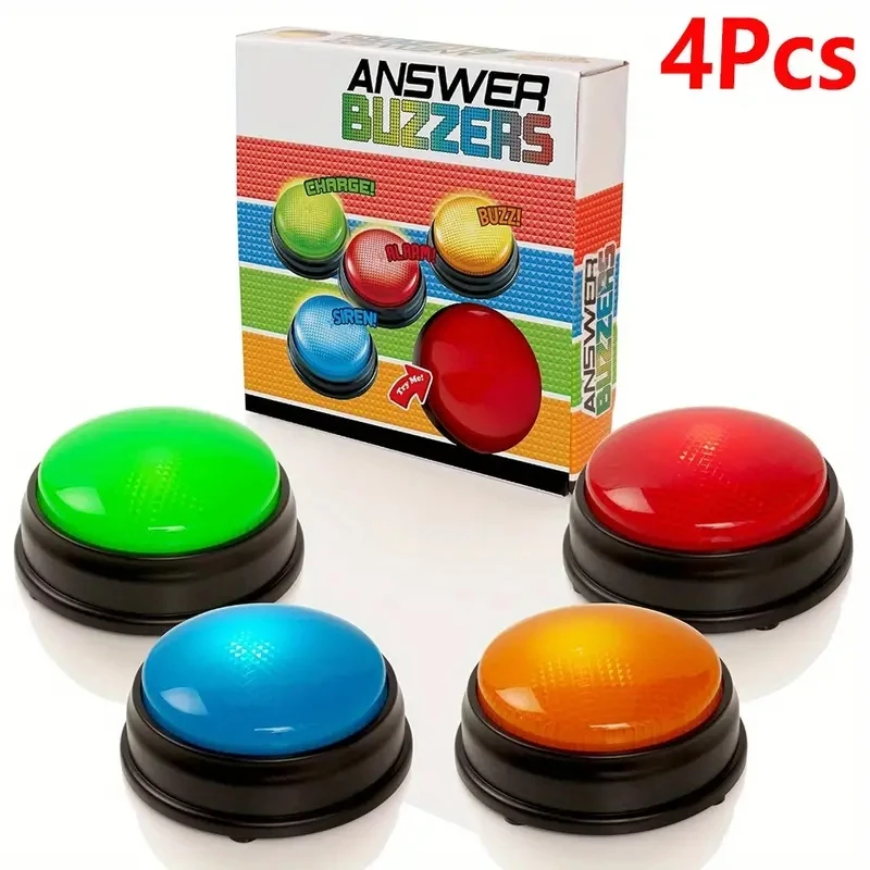 Answer Buzzers for Game Shows 4pcs Game Buzzers with Lights & Sounds Buzz Buttons for Kids or Adults Perfect for Classroom Game