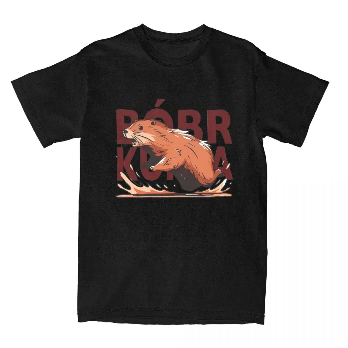 Kurwa Bobr Bober Meme Funny Beaver Boberek T-Shirts for Men Humorous Cotton Tee Shirt Crewneck Short Sleeve T Shirts Clothes