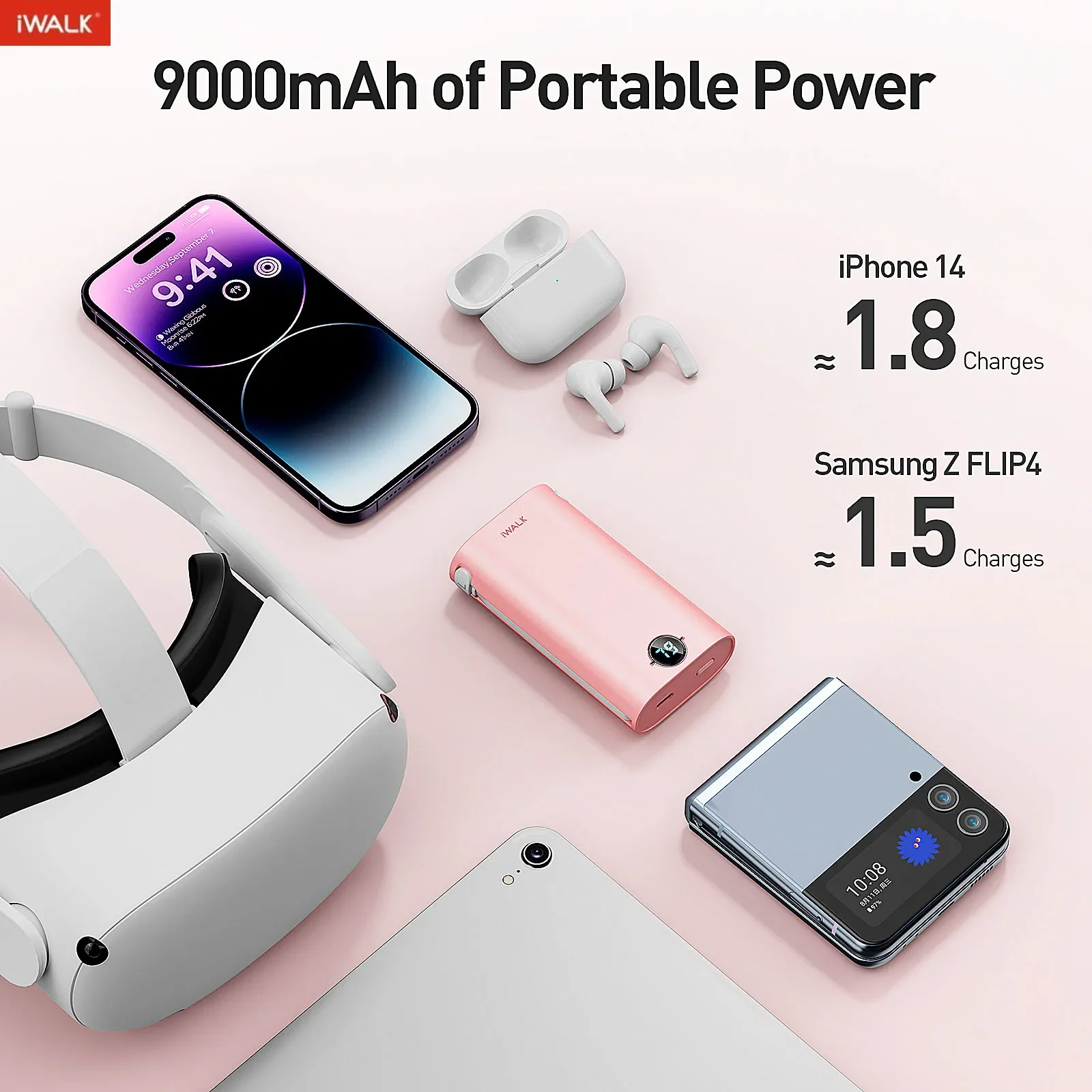 

iWALK Portable External Battery, Lightning and Type-C Capsule, Mobile Power Bank, Fast Charge, Upgrade 3-in-1 Mobile PowerBank