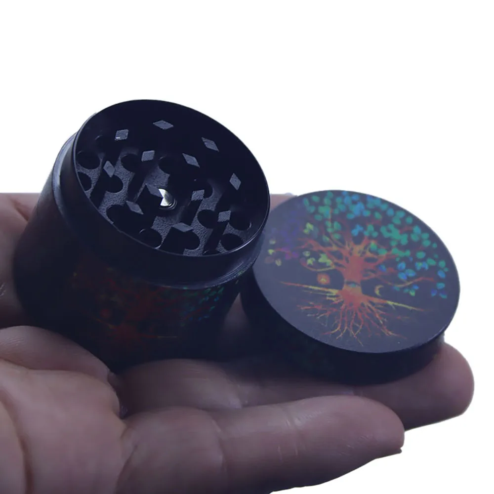 Six exquisite patterns, 40mm diameter portable metal manual grinder, four-layer layered design, multifunctional forage manual gr