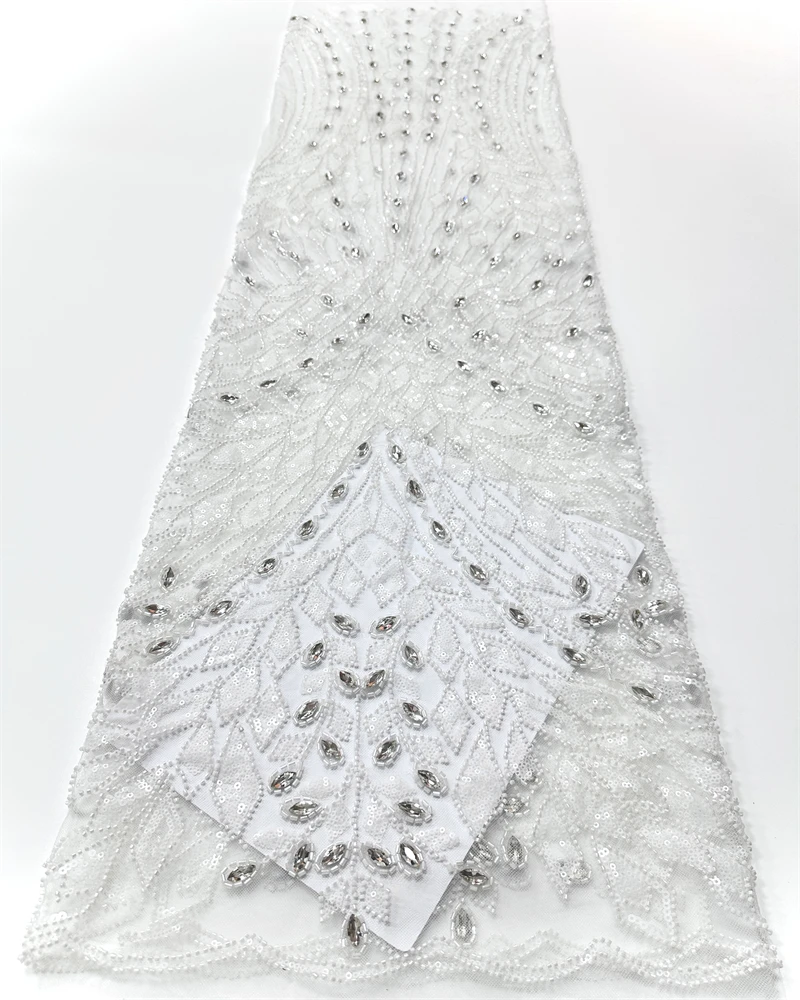 

African Lace Fabric 2026 High Quality French Beaded Luxury Tulle Lace Nigerian Sequins Net Lace Fabric For Wedding Dress