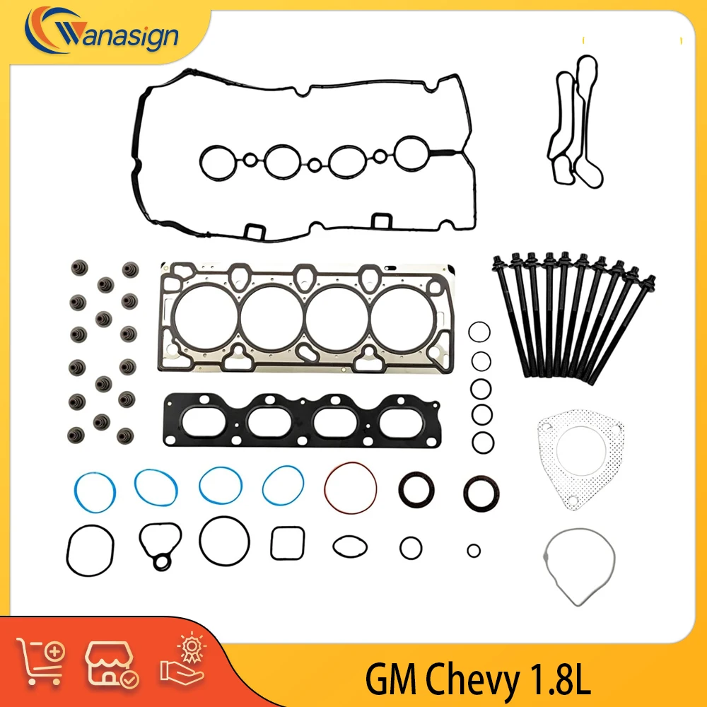 

Комплект прокладок головки двигателя и болт головки блока цилиндров подходит для 1.8 L L4 GAS для 11-17 GM Chevy Cruze Sonic Limited 1.8L HS26516PT HGS345
