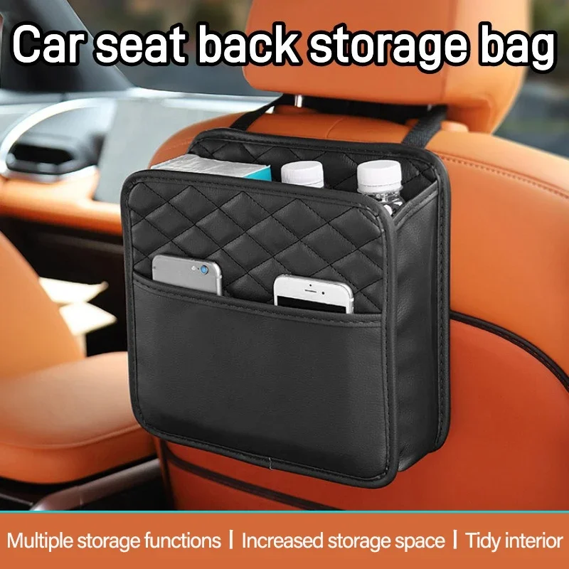 

Multifunctional Car Seat Storage Bag Leather Storage Bag Garbage Bag Storage Bag Portable Trash Can for Most Models Accessory