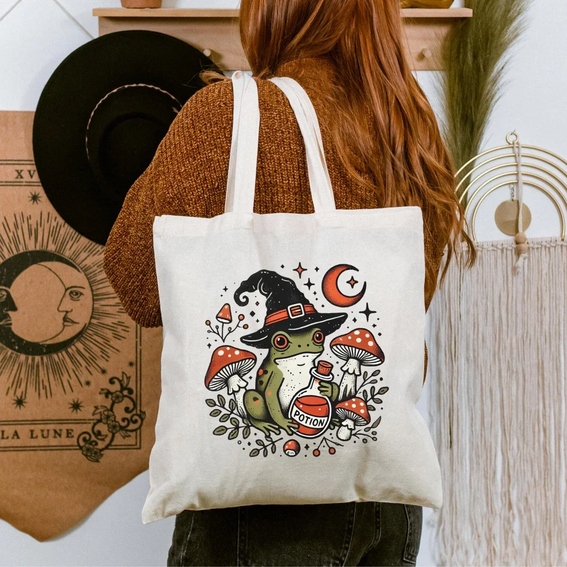 

Retro Frog Mushroom Bag, Funny Work Bag, Sarcastic Mom Gift, Best Friend Gift, Frog Lover