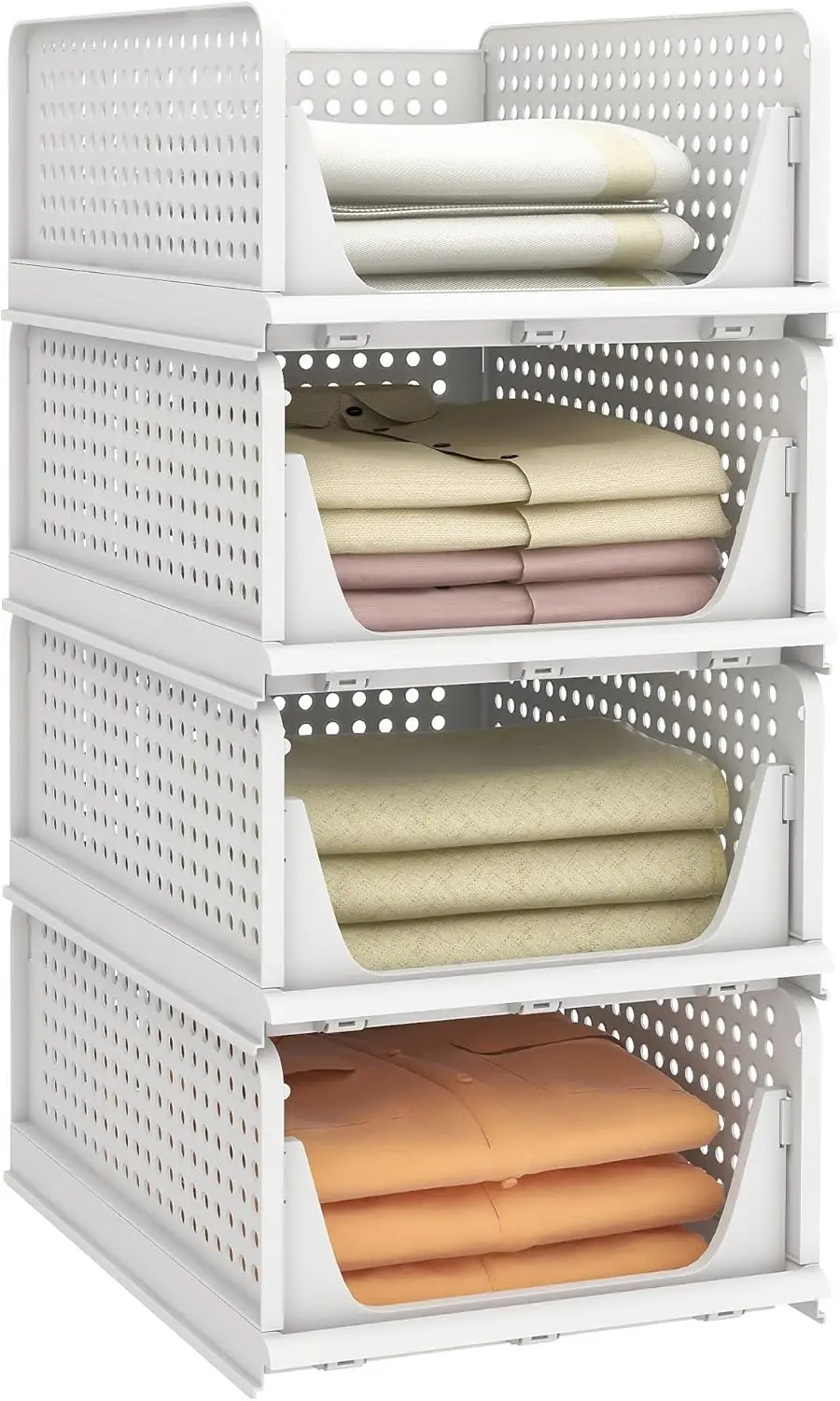 Foldable Closet Organizers Storage Bins 4 Pack-Drawer Shelf Storage Container for Wardrobe Cupboard Kitchen Bathroom Office