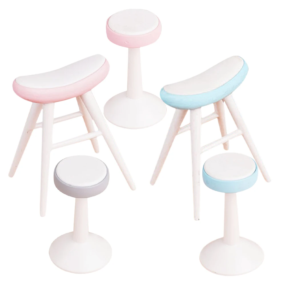 

5 Pcs Miniature Dollhouse Stool Ornaments Plastic Chair Models for DIY Micro Landscape Scene Decor Accessories