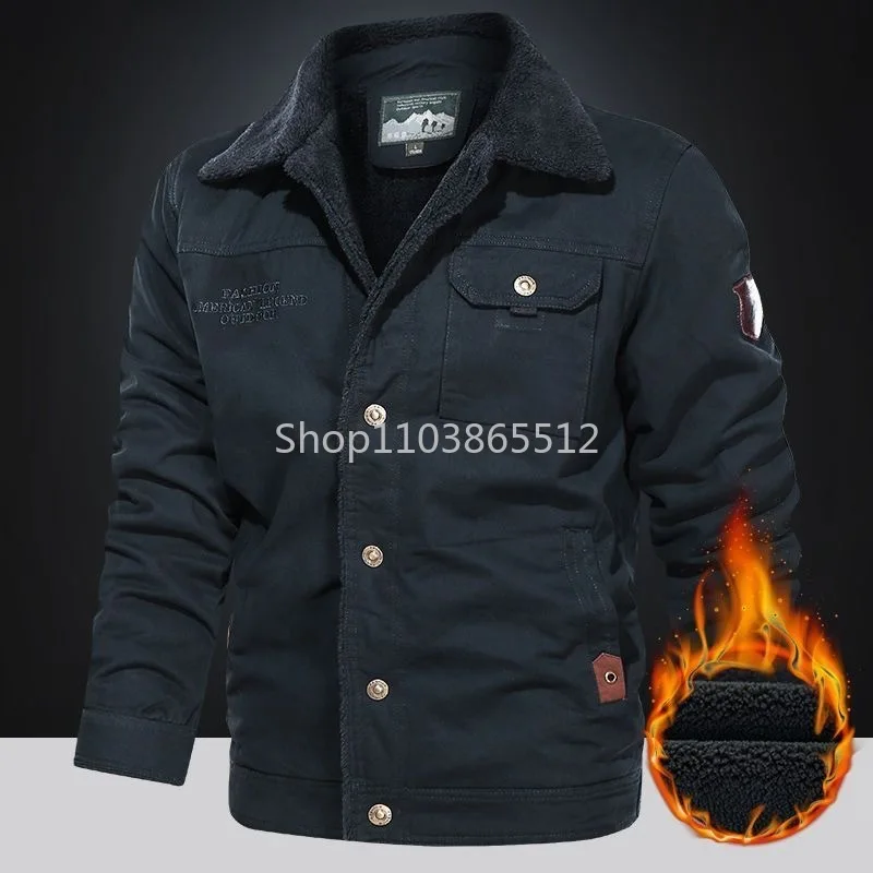 Motorcycle Men's Jacket Autumn Winter Fleece Tactical Jackets Men Casual Multiple Pockets Windproof Outdoor Workwear Coat Male