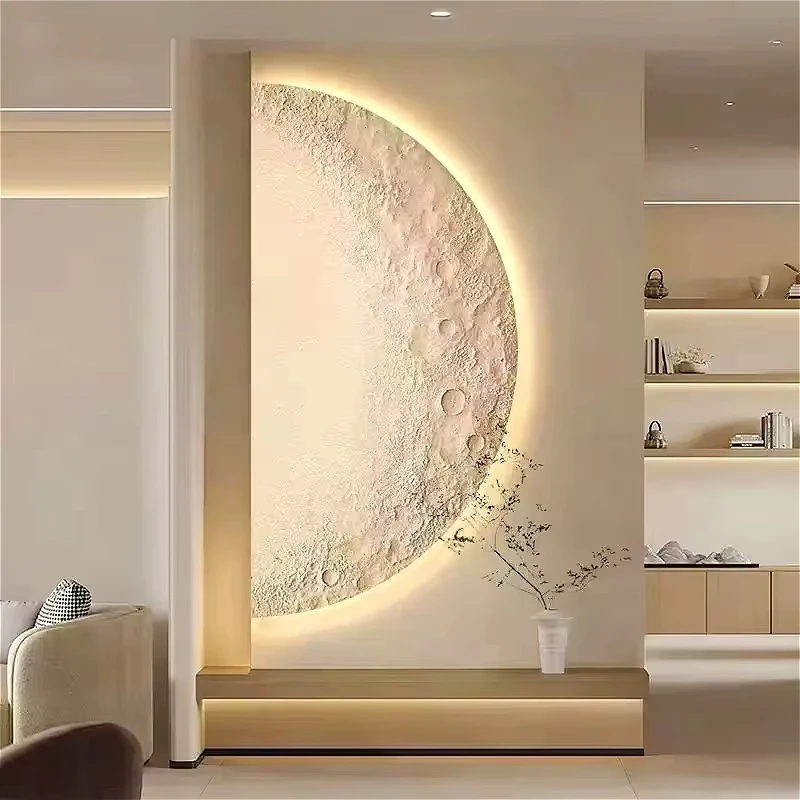 Nordic Wabi Sabi Moon Wall Lamp Minimalist LED Fixture for Hallway Porch Art Background
