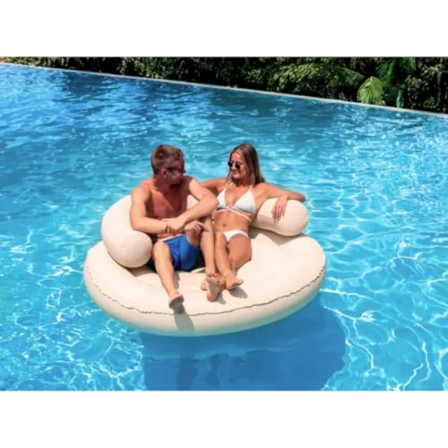 Pool float mattress for adults and kids, Solstice fabric cover, red color, comfortable headrest and quick-dry material