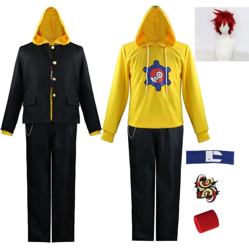 

Reki Kyan Cosplay Costume Anime SK8 The Infinity Yellow Hoodie Sweatshirt Jacket SK∞ SK Eight Wig Skateboard Kit Outfit x,3;b'2.