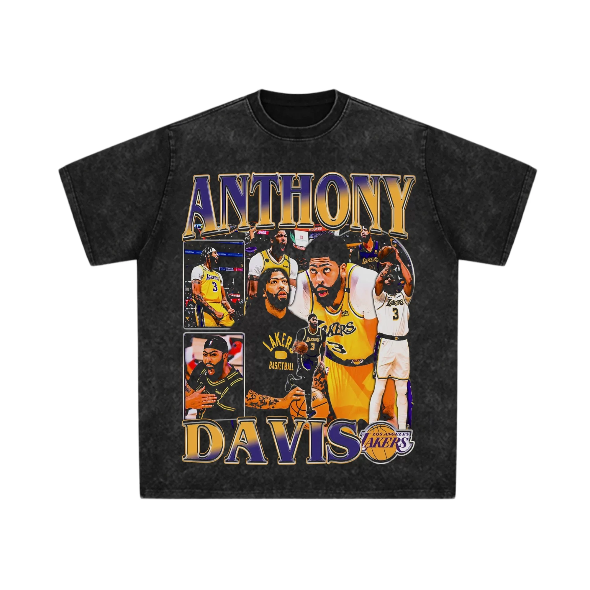 

Баскетбольная футболка Anthony Davis Acid Wash, хлопковая футболка большого размера с графическим рисунком, доминантная большая мужская звезда, мужская и женская острая уличная одежда Y2K