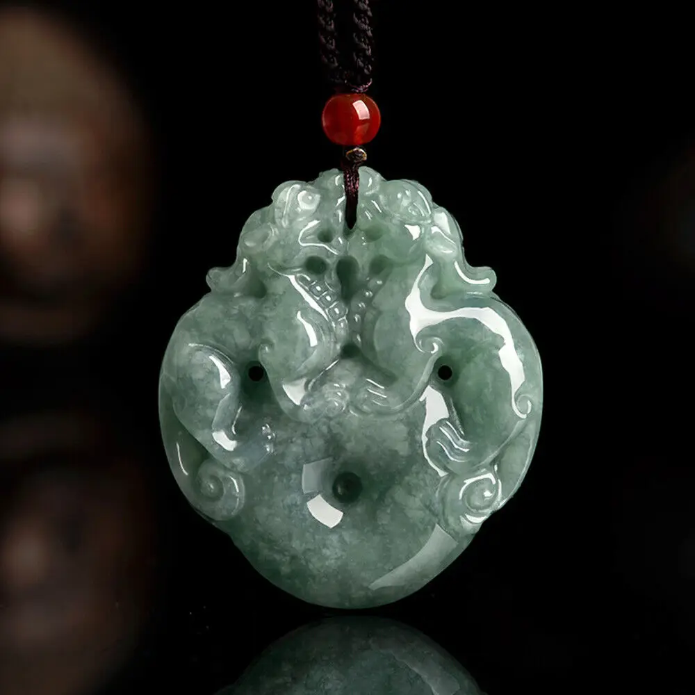 Natural A-grade Jade Double Pixiu Safety Buckle Pendant Ice Jade Pendant