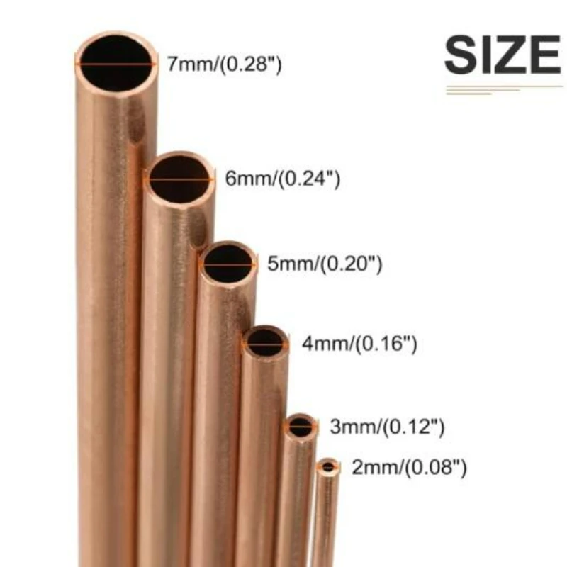 1pcs T2 Purple Copper Straight Pipe Outer Diameter 6/7/8/9/10/11/12/13/14/15mm Hollow Hard Copper Tube Wall Length 250mm