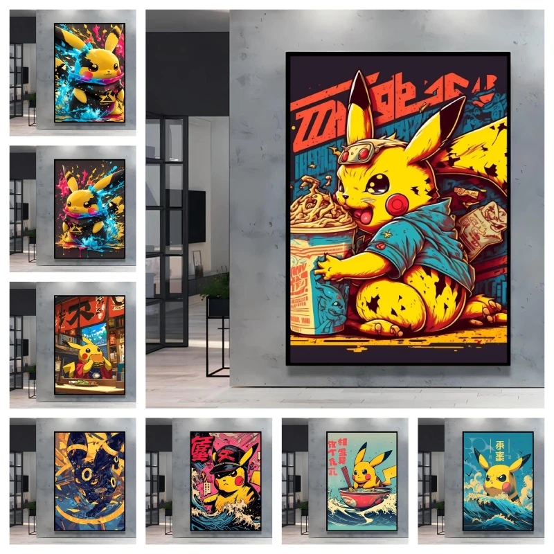 

Canvas Poster Pokemon Pikachu Cartoon Picture Lasting Colors Children Gifts Classic Home Living Room Walls Decorative Painting