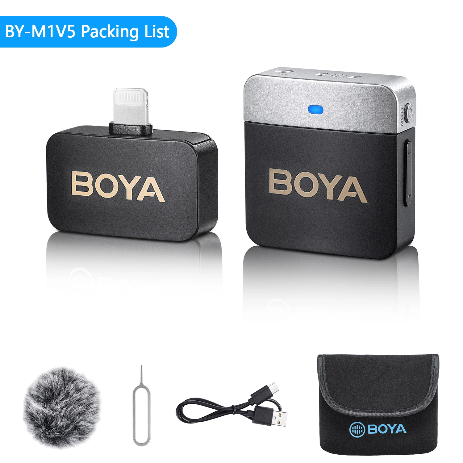 BOYA BY-M1V Draadloze Lavalier Microfoon voor iPhone 15/16 Android USB-C Apparaten Smartphone Youtube Opname Live Streaming Vlog
