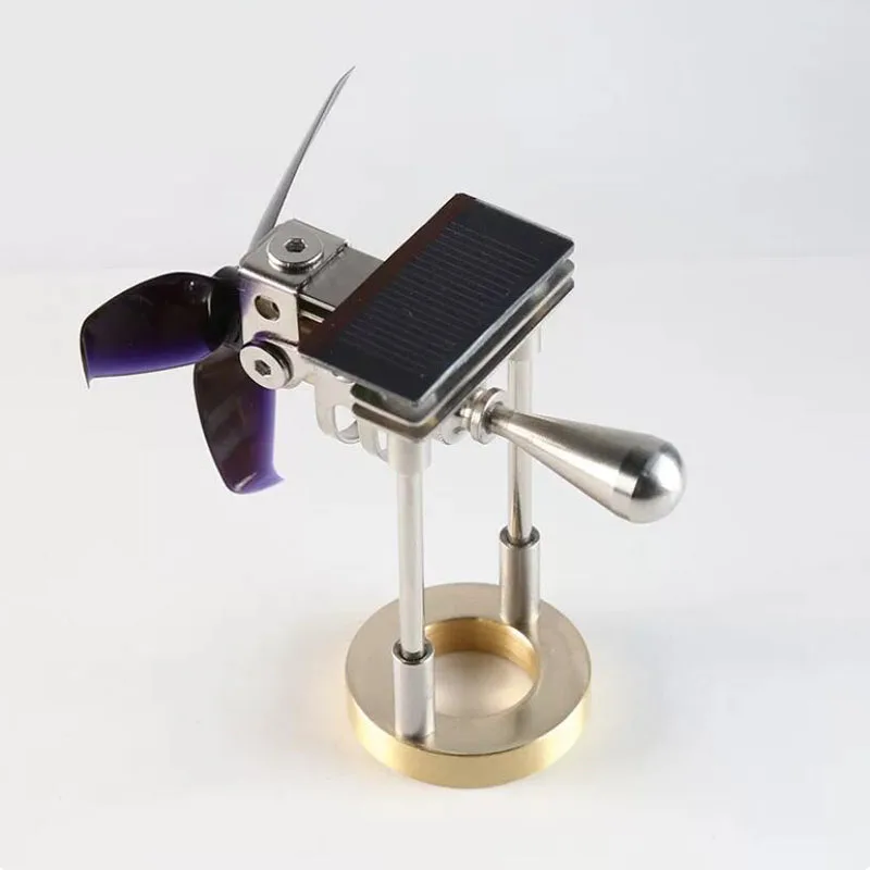 DIY Solar Powered Windmill Model Kit Stainless Steel & Brass Desk Ornament Home Decor Wind Energy Educational Assembly Kit