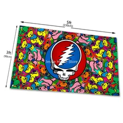 90*150cm Grateful Dead Flag Psychedelic Rock Skull Banner For Decoration