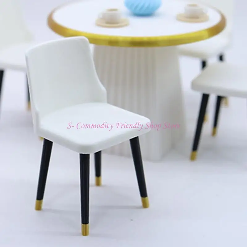 85AE 1/12 Scale Dollhouses Mini Table And Chairs 5 Piece Set Realistic Design Safe For Children