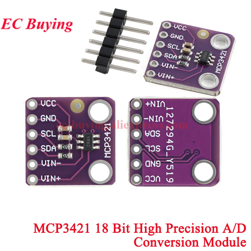 1Pc-10Pcs MCP3421 I2C Delta-sigma ADC Evaluation Module Board For PICkit Serial Analyzer 18 Bit A/D Conversion IIC GY-MCP3421A0T