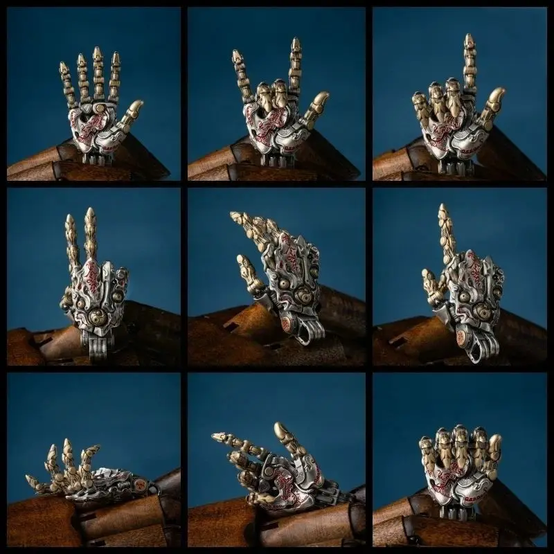 Mechanical Bionic Hand Pendant, Movable Fingers Robot Hand Charm, Gothic Skeleton Style EDC Pendant Ornament Collectible Gift