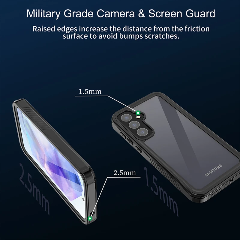 Military Grade Anti-Fall IP68 3 Meter Waterproof Case For Samsung Galaxy A55 A54 5G Diving Swim Rock Climbing Outdoor Sports