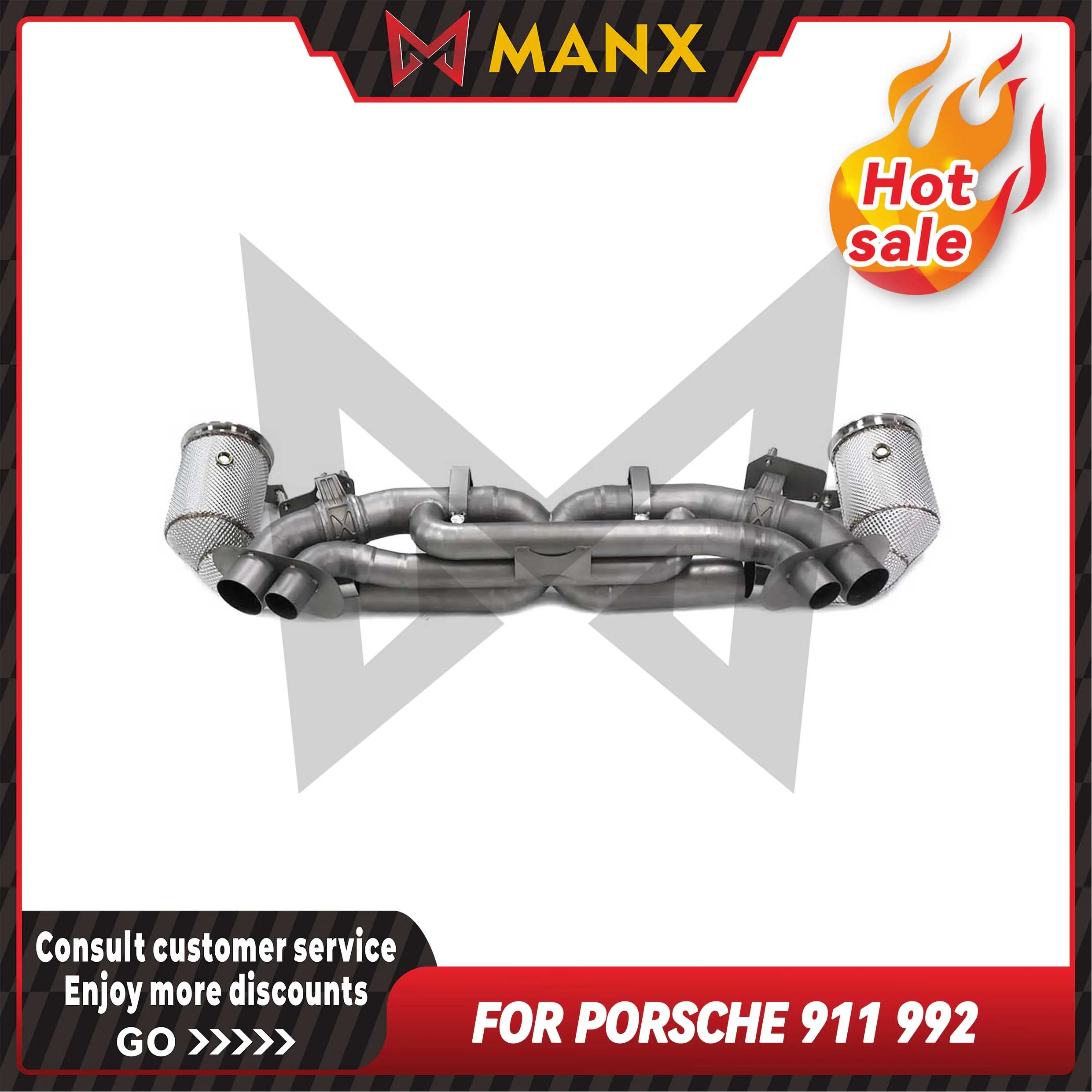 

MANX Exhaust system For Porsche 911 992 Downpipe and Titanium Alloy sandblast catback exhaust pipe with Original valve