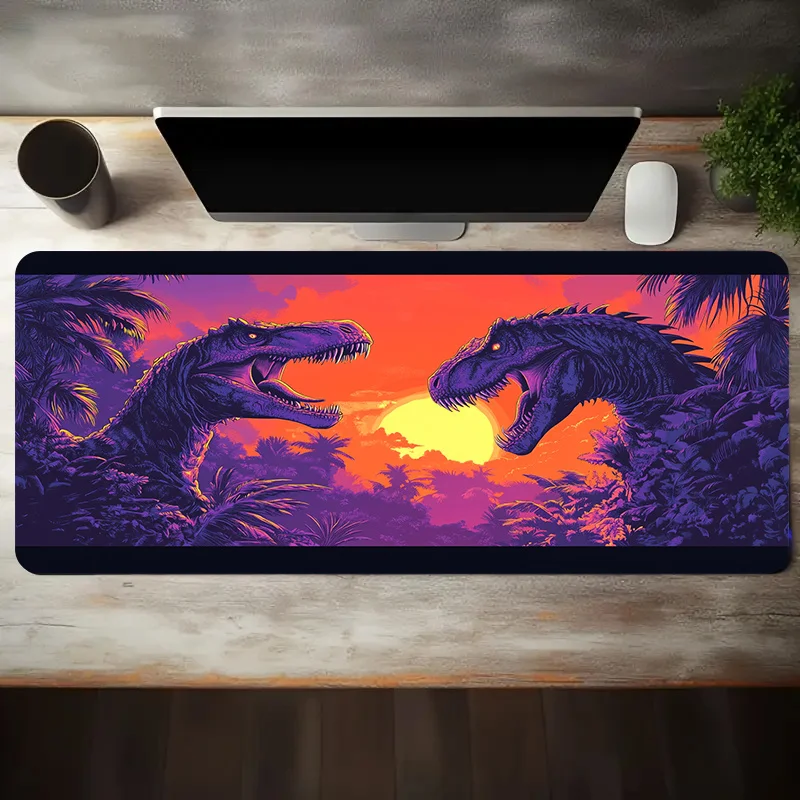 Dinosaur Sunset Jungle Large Gaming Mouse Pad Non-Slip Rubber Desk Mat for PC Office Gamer