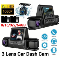 3 Lens Car DVR Dash Cam HD 1080P Dash Camera G-Sensor Auto Video Recorder 24H Parking Monitoring Dashcam Car Front Rear Camera