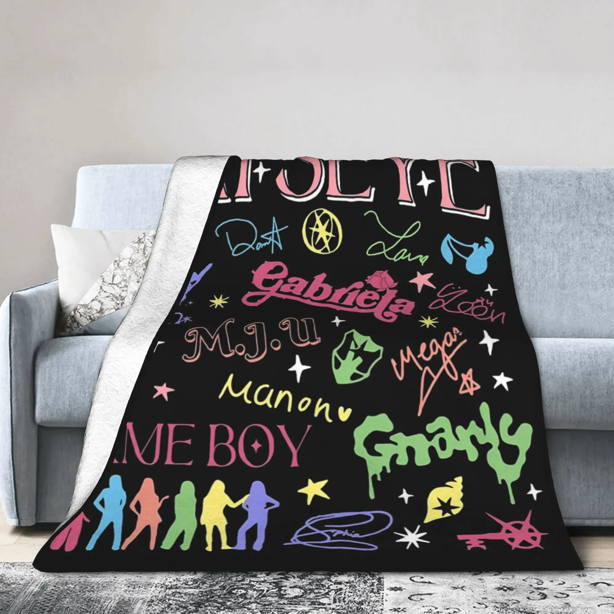 Katseye Kpop The Beautiful Chaos Tour Blanket Flannel All Season  Multi-function Warm Throw Blankets for Sofa Office Quilt