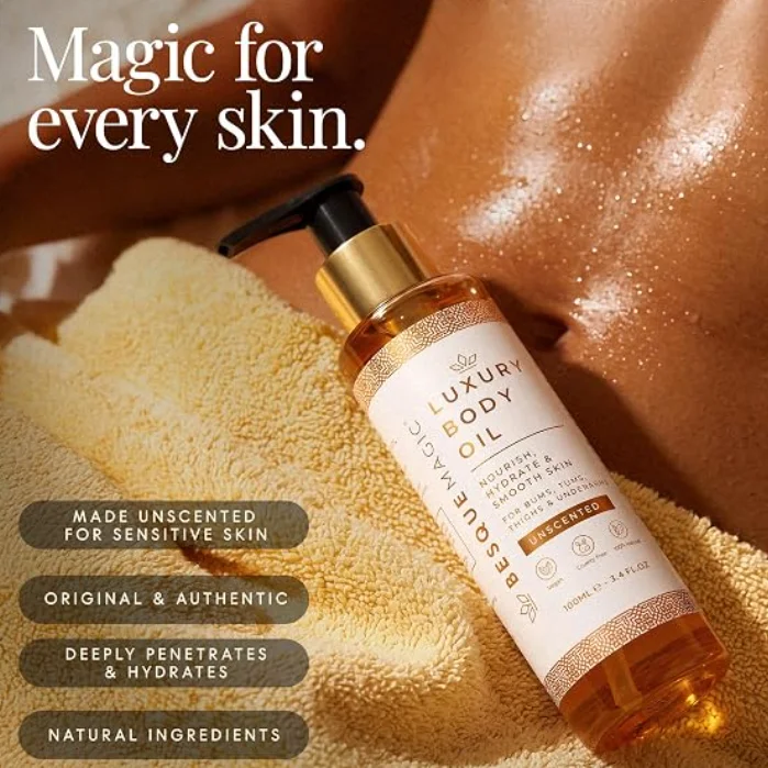 Natural Body Oils For Women Plump Tighten Firm All Skin Types 100ml Besque Unscented Magic Luxury Body Oil Hydrating Skin Care