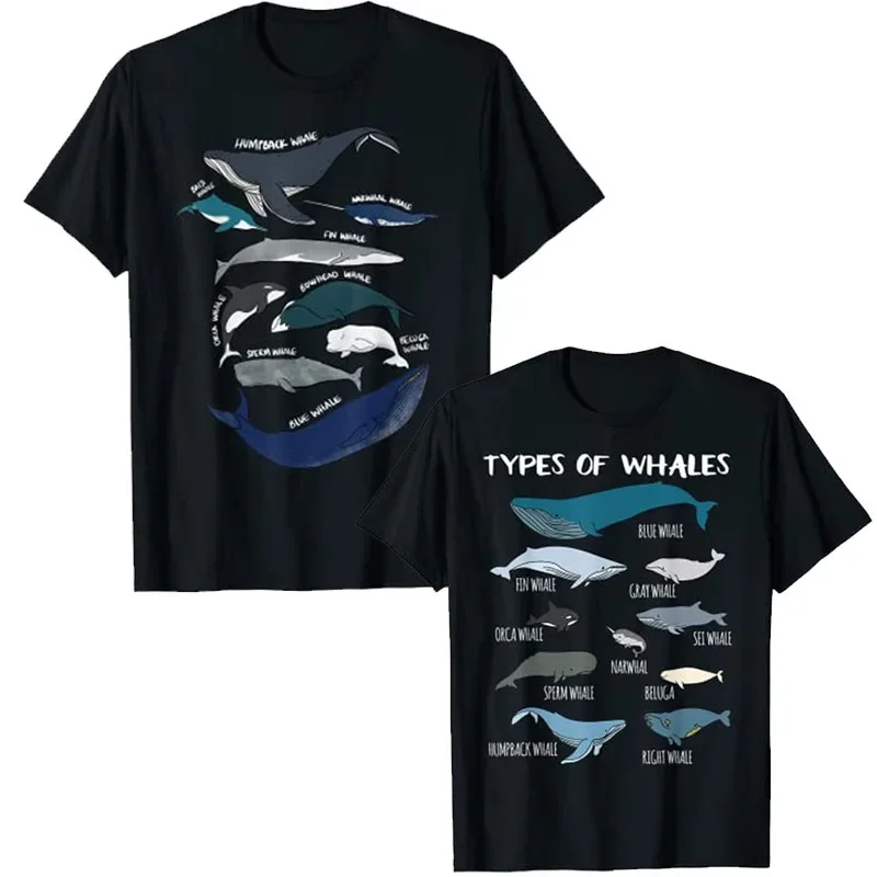 

Types of Whales Shirt - Whale Breeds Species - Whale Lover T-Shirt Cute Ocean Mammals Guide Tee Y2K Tops Aesthetic Clothing