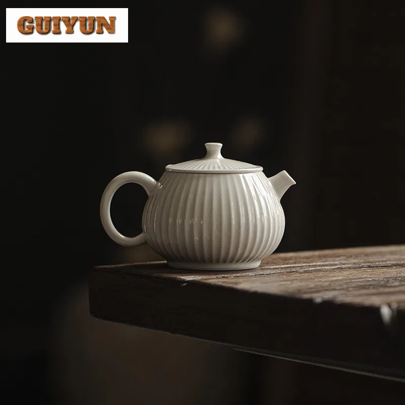 

165ml Plant Ash Teapot Zen Leather Ball Tea Pot Boutique Ceramic Pot With Ball Hole Filter Retro Tea Brewing Kettle Teaware Gift
