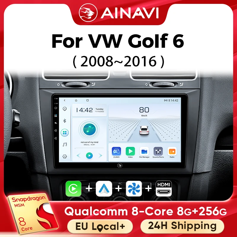 Ainavi Car Multimedia Player For Volkswagen VW Golf 6 MK6 2008 2010 2012 2014 2016 Wireless Carplay Android Auto 4G Wifi 2din