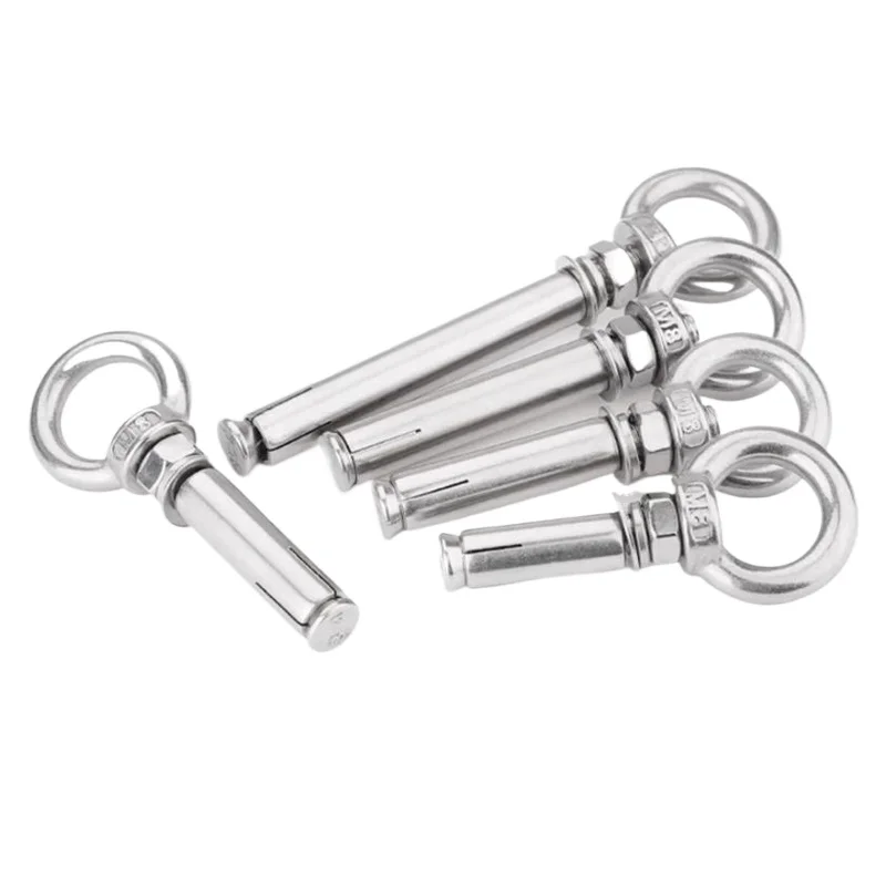 2PCS 304 Stainless Steel Eye Bolts M6 M8 M10 Garden Hanging Hook Eye Nuts Fixed Swing Hammock Screws Length: 50-300mm Fasteners