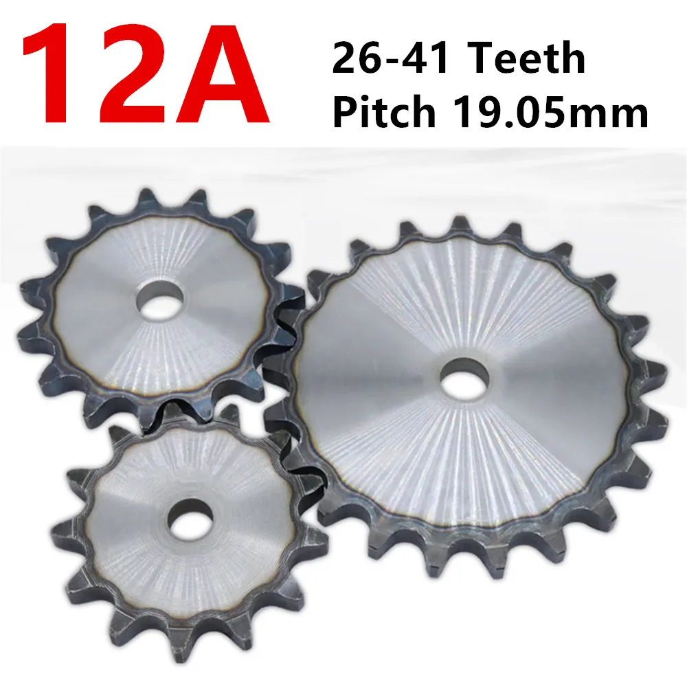 

1Pcs 12A Flat Chain Gear Industrial Flat Sprocket Wheel Carbon Steel 26/27/28/29/30/31/32/33/34/35/36/37-41 Teeth Pitch 19.05mm