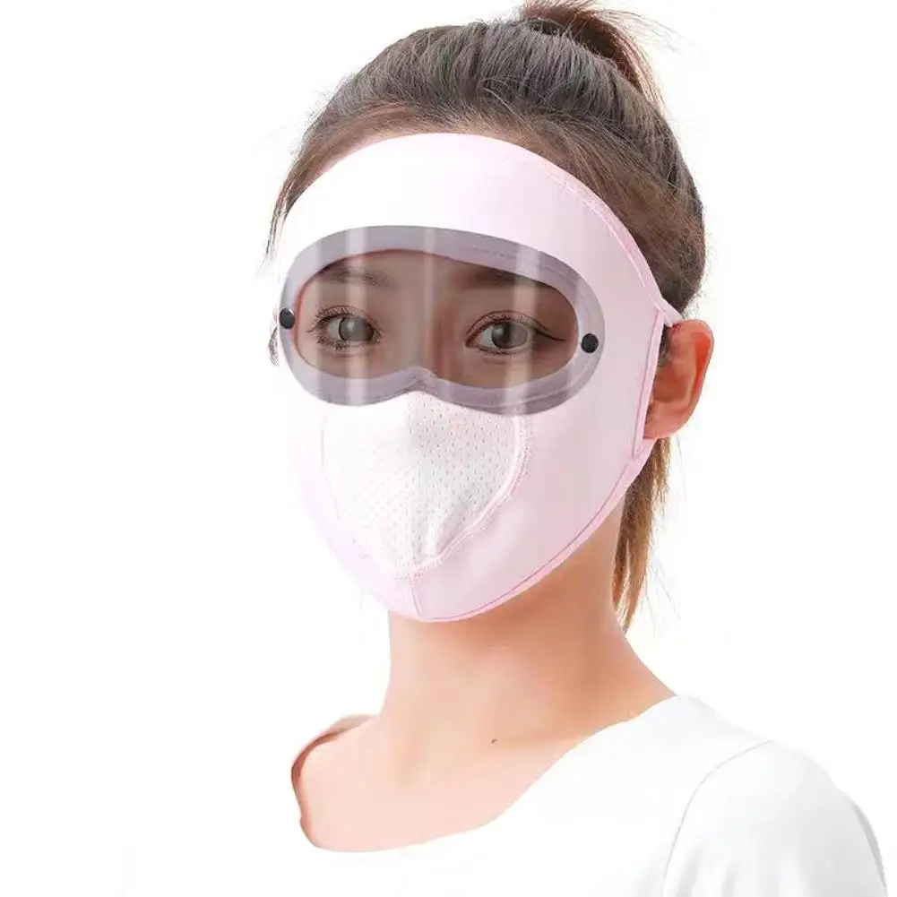 Summer Sunscreen Ice Silk Mask With Sunglass Anti-UV Cycling Breathable Women Mask Hanging Dustproof Sports Ear Outdoor Gir X8Y8