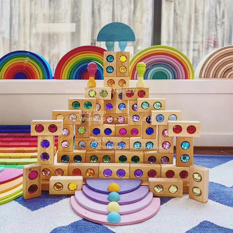 Large Grain Gem Solid Wood Unpainted Building Block