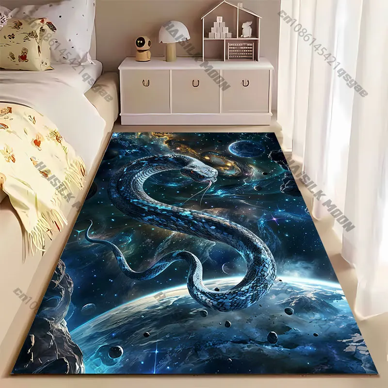 Snake floating in cosmic space carpet Yoga living room room decor children's crawling mat doormat area rug games mat
