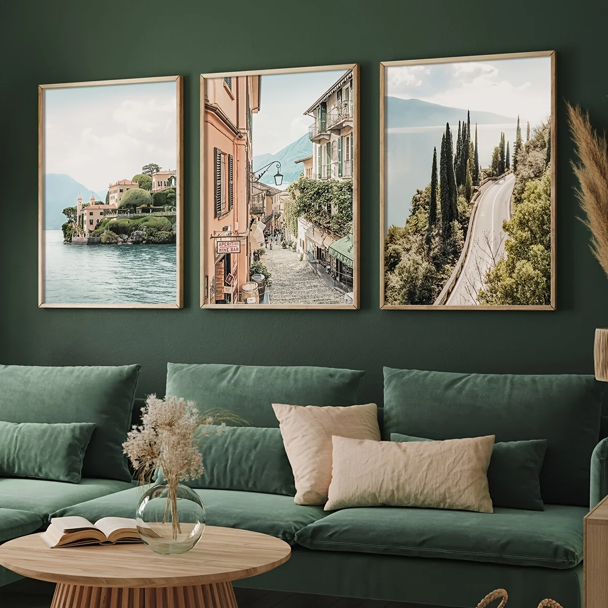 3 قطعة بحيرة إيطاليا كومو المناظر الطبيعية قماش طباعة السفر التصوير صور الجدار ملصق فني لغرفة المعيشة الحديثة ديكور المنزل #4