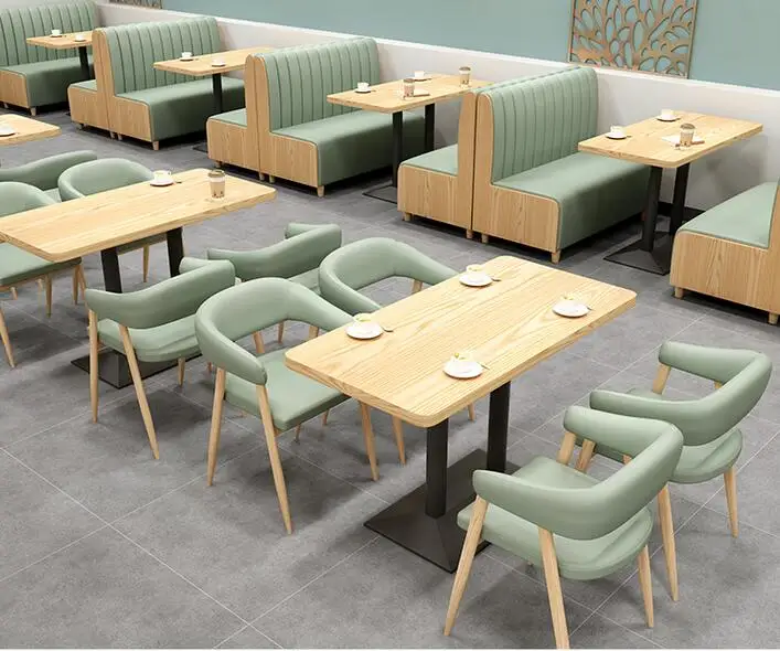 Customized soft bag wall seat sofa cafe restaurant hamburger snack noodle shop dessert milk tea shop table and chair combination