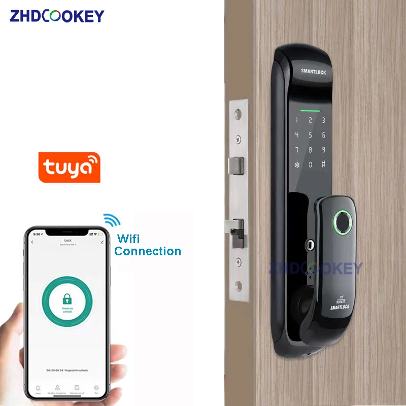 Multi-languages Tuya WiFi Locks Aluminium Alloy Fechadura Digital Biometric Automatic Smart Door Locks for Home Apartment
